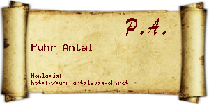 Puhr Antal névjegykártya